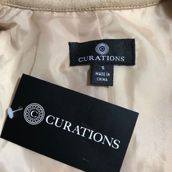 Curations Honey Beige Faux Suede Studded Zip Sleeve Jacket - Picture 15 of 16